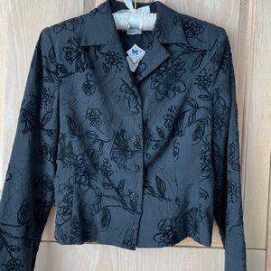 NWT Kay Unger Black Evening Blouse/Jacket with Texture/Velvet Embossing Size 8